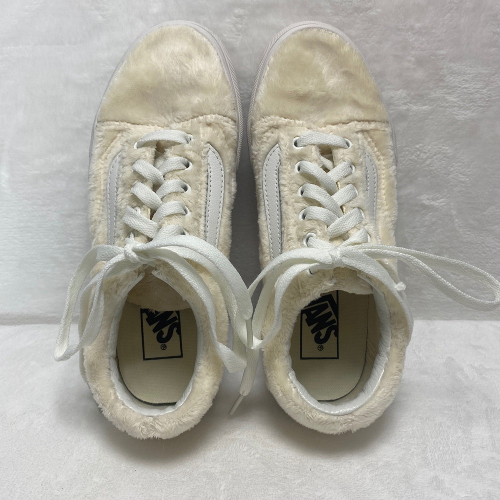 Vans Off The Wall Fuzzy Cream White Sherpa Skate Shoes Sneakers Womens Size 7